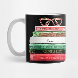 Jane Austen Library Book Glasses Mug